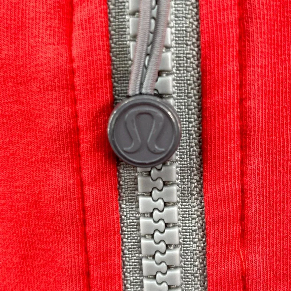 Lululemon Hoodie Womens 8 Red Logo Full Zip Athletic Track Sportswear Athleisure